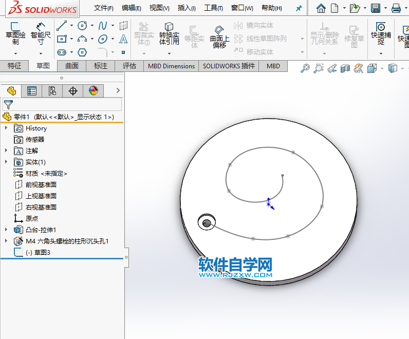 solidworks的孔怎么進(jìn)行曲線陣列