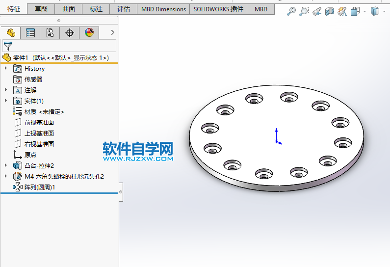 solidworks怎么圓周陣列孔