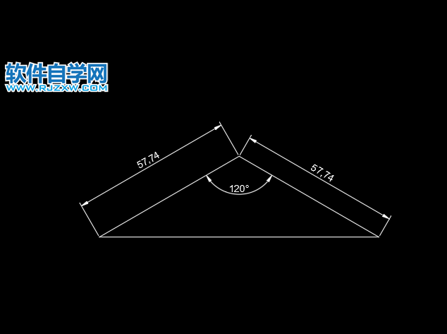 Cad如何畫120度的等腰三角形