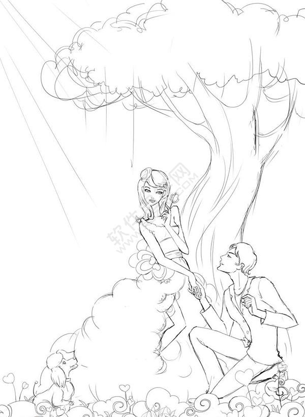 AI怎么繪制愛情插畫教程