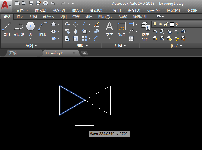 CAD三通閥圖例的畫法