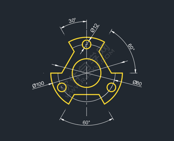 通過CAD環形陣列畫圖練習