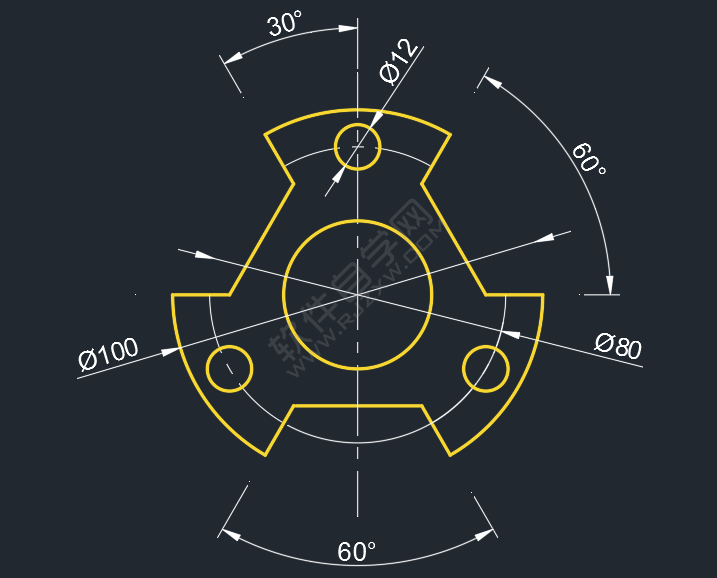 通過CAD環形陣列畫圖練習