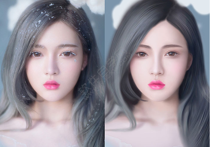 PS臨摹長發(fā)女生頭像的方法