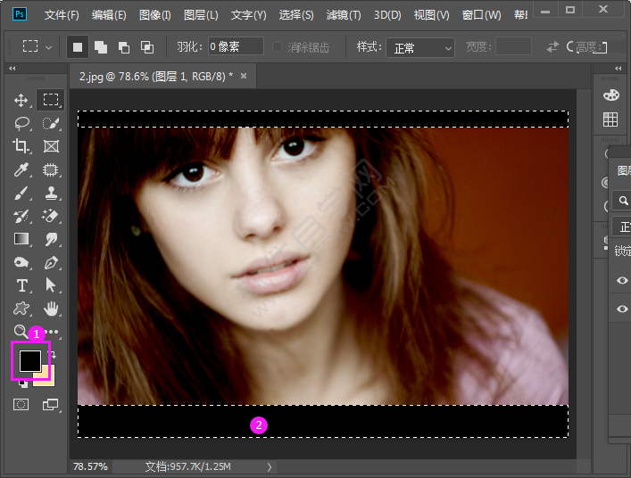 ps給照片設(shè)置上下黑邊框效果