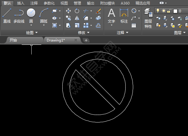 CAD里面怎么畫禁止鳴喇叭圖標(biāo)