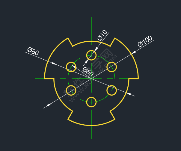CAD使用修剪與環(huán)形陣列畫圖練習(xí)