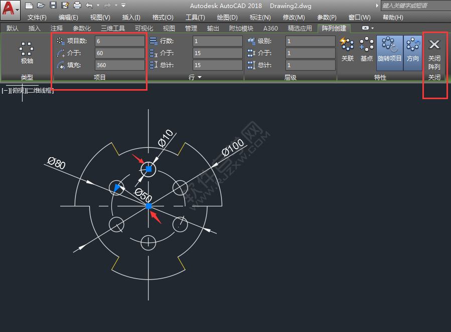 CAD使用修剪與環(huán)形陣列畫圖練習(xí)