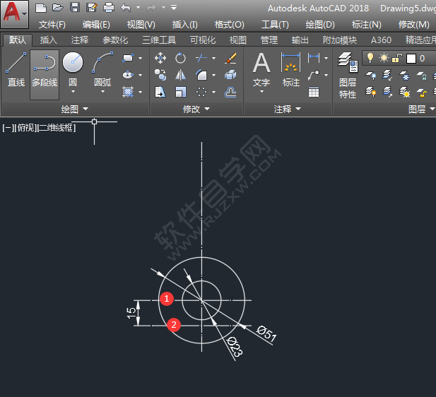 CAD用圓形工具畫圖練習