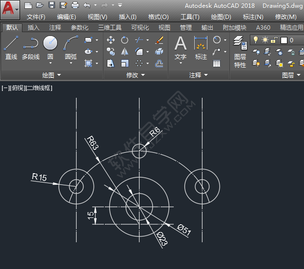 CAD用圓形工具畫圖練習