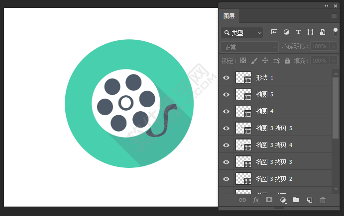 ps中怎么畫電影圖標