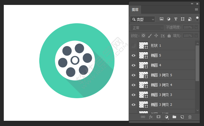 ps中怎么畫電影圖標