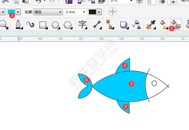 CDR畫一條小魚卡通圖