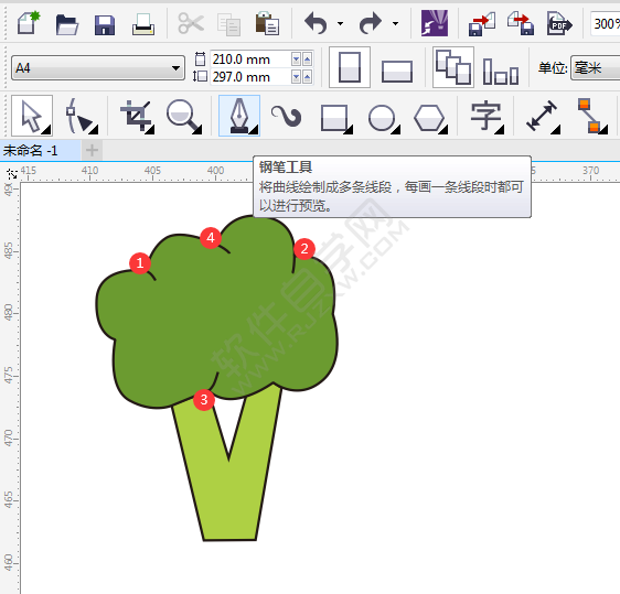 cdr畫一朵卡通西蘭花