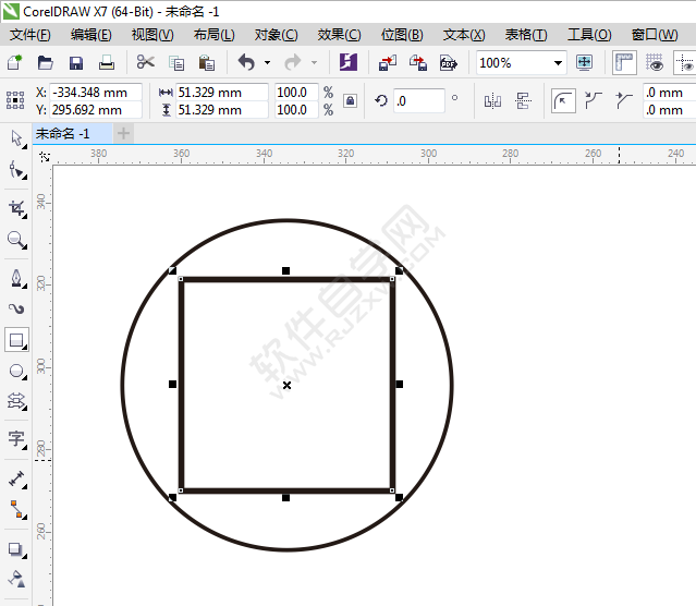 cdr圓中間畫矩形