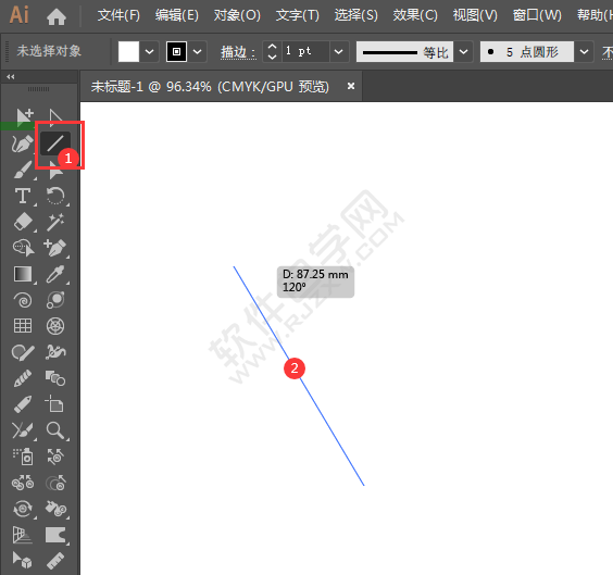 ai怎么畫出60度三角形