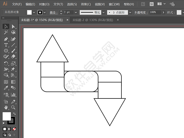 AI設(shè)計一個矛盾空間三角箭頭圖標