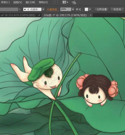 ai怎么設(shè)計(jì)豎屏的荷塘素材