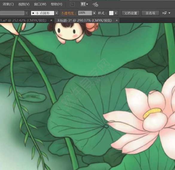 ai怎么設(shè)計(jì)豎屏的荷塘素材