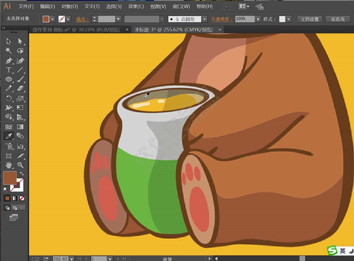 ai怎么畫(huà)吃東西的小熊