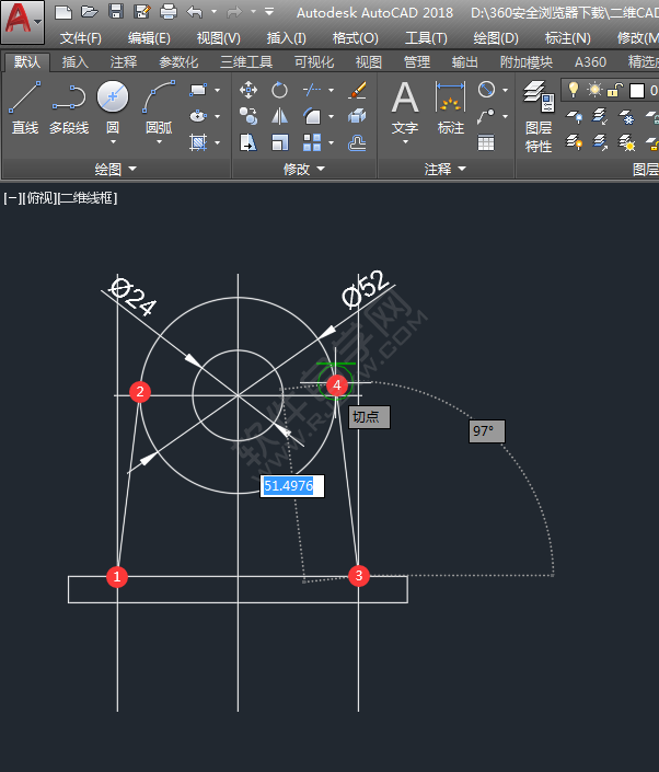 CAD二維練習(xí)題（04）繪制的方法