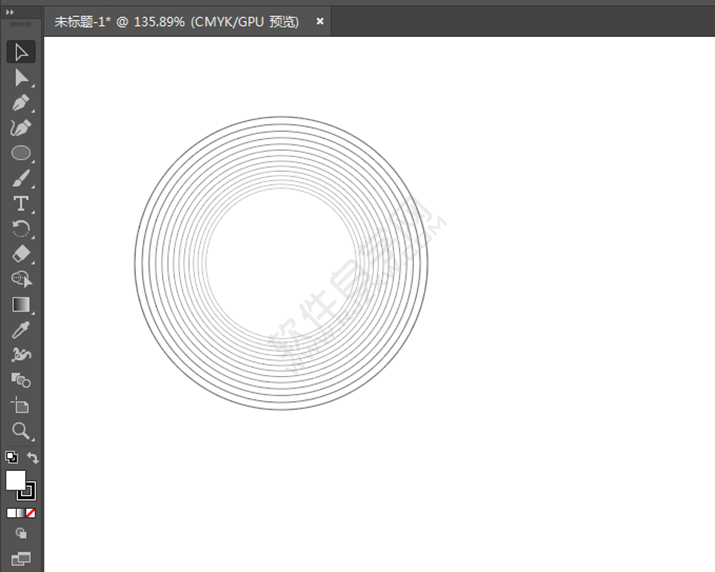 在AI中怎么創建多個同心圓