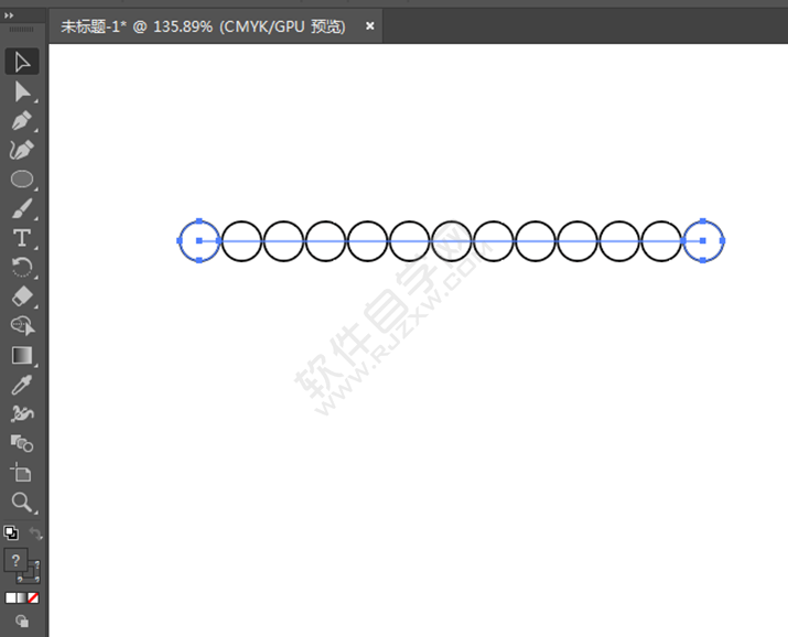 在AI中怎么做一排圓