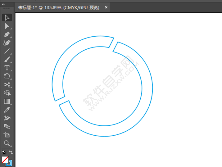 在AI中怎么把圓環分成兩半