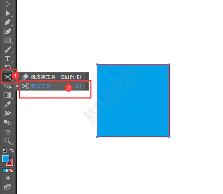 在AI中怎么把矩形剪成兩半