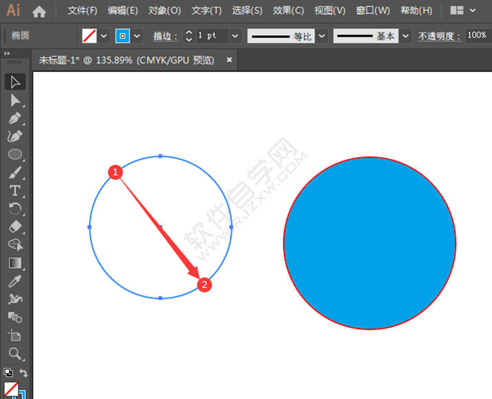 ai怎么畫藍色的圓