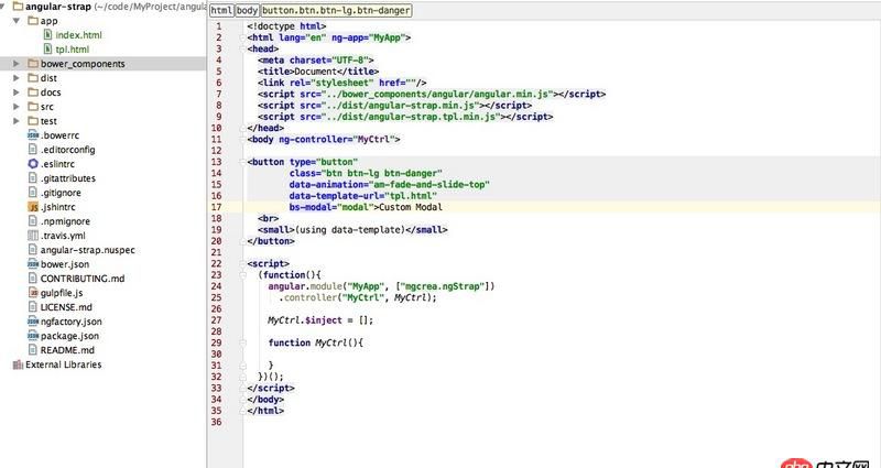 angular.js - Angular-Strap  模態框(Modal) 報錯
