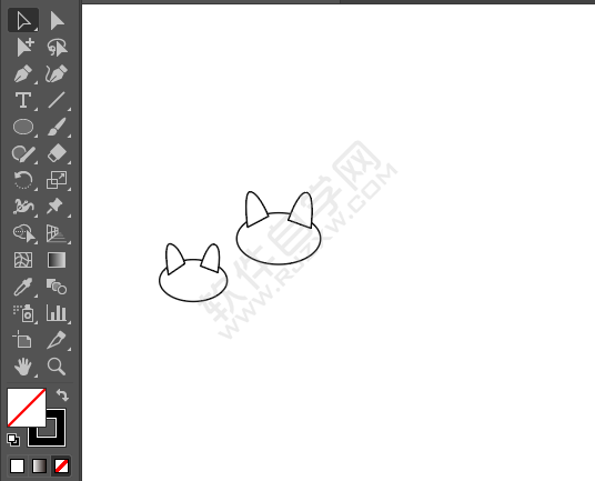 ai繪制兩個小貓示愛剪影圖案