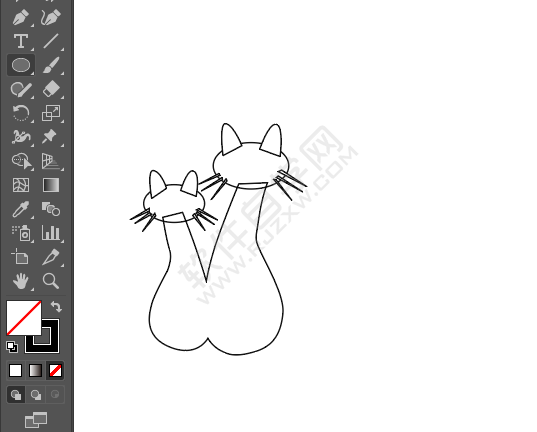 ai繪制兩個小貓示愛剪影圖案