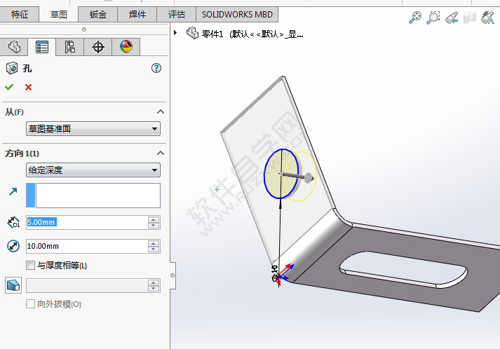 solidworks鈑金怎么加簡(jiǎn)單直孔