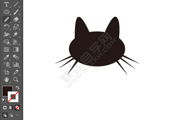 ai繪制坐立的貓剪影效果