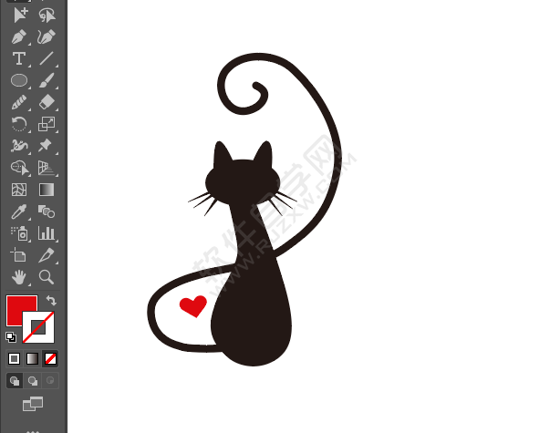 ai繪制坐立的貓剪影效果