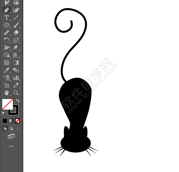 ai繪制小貓的倒影效果出來