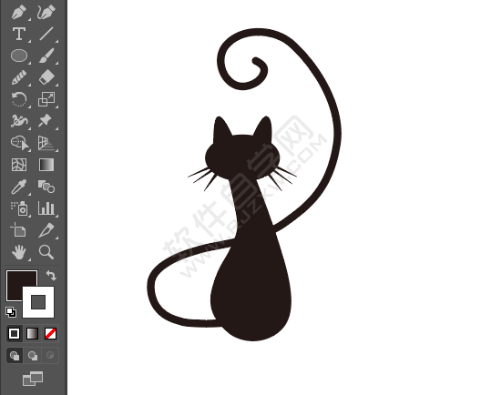 ai繪制坐立的貓剪影效果