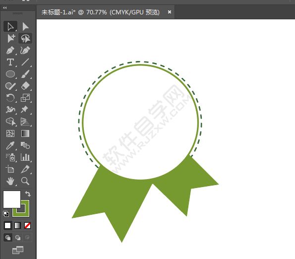 ai繪制一個綠色的獎貼