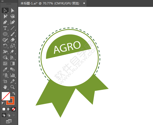 ai繪制一個綠色的獎貼