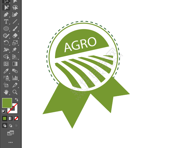 ai繪制一個綠色的獎貼