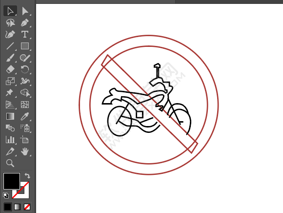 ai畫禁止摩托車通行標識