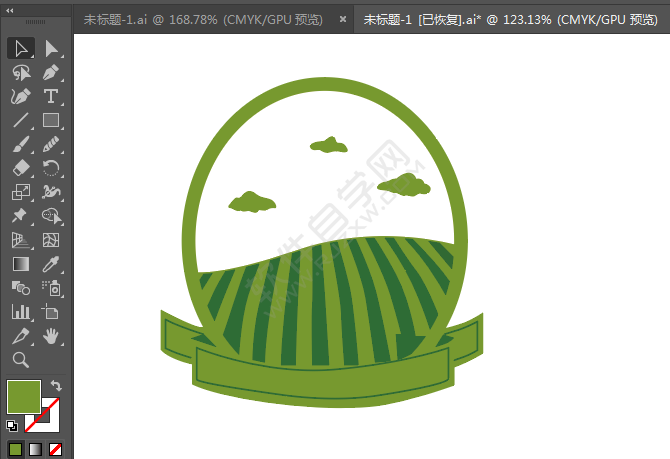 ai繪制圓形彩帶標(biāo)貼的方法