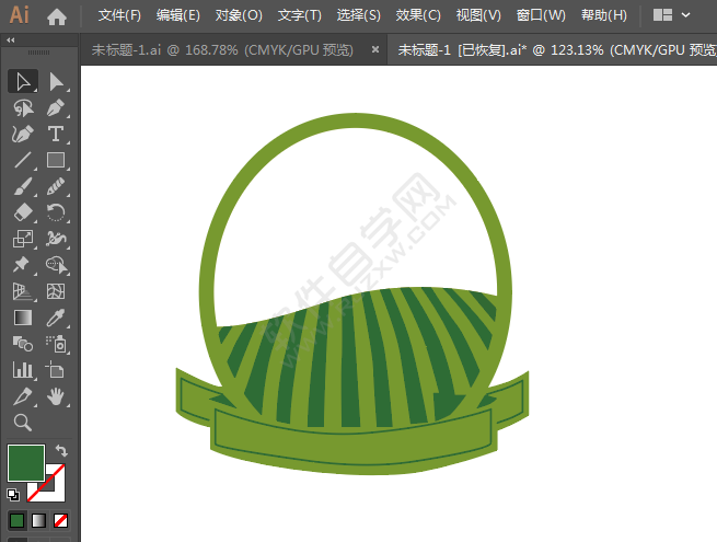 ai繪制圓形彩帶標(biāo)貼的方法