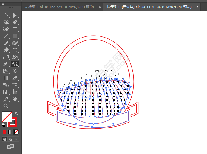 ai繪制圓形彩帶標(biāo)貼的方法