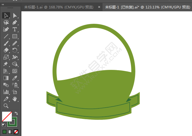 ai繪制圓形彩帶標(biāo)貼的方法