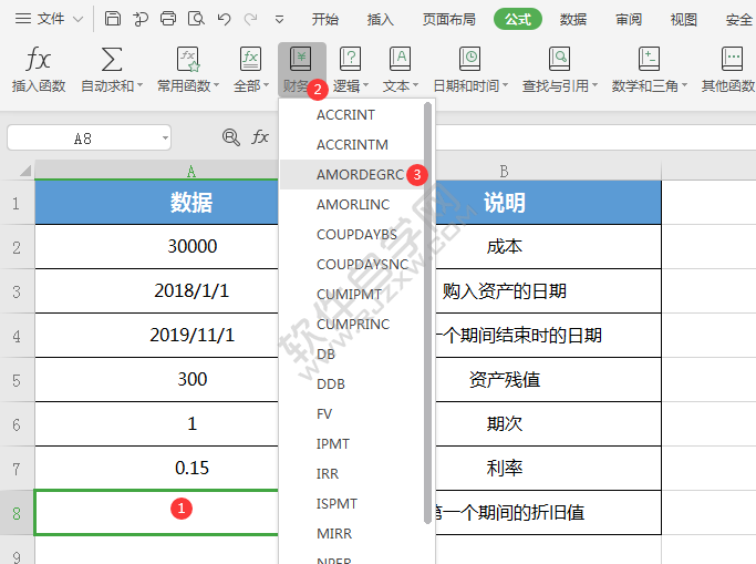 WPS中amordegrc函數(shù)怎么用