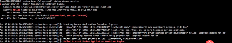 我在centos容器里安裝docker，也就是在容器里安裝容器，報錯了？