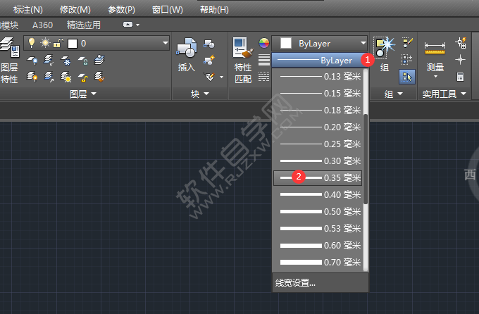 cad怎么設置線的粗細