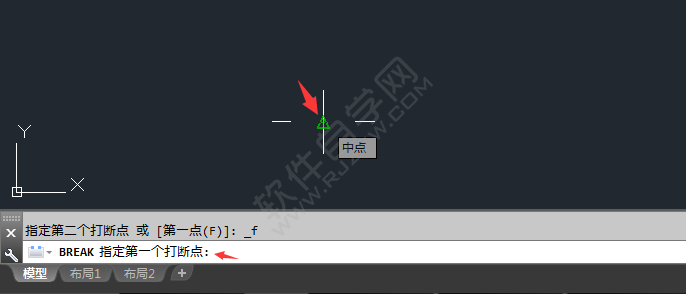 CAD怎么打斷于點
